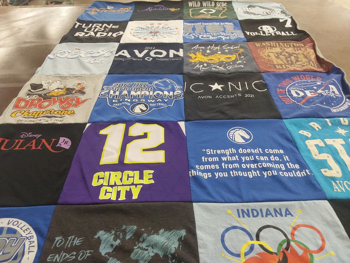 T-shirt quilt featuring circle city sabers by Jan from IN
