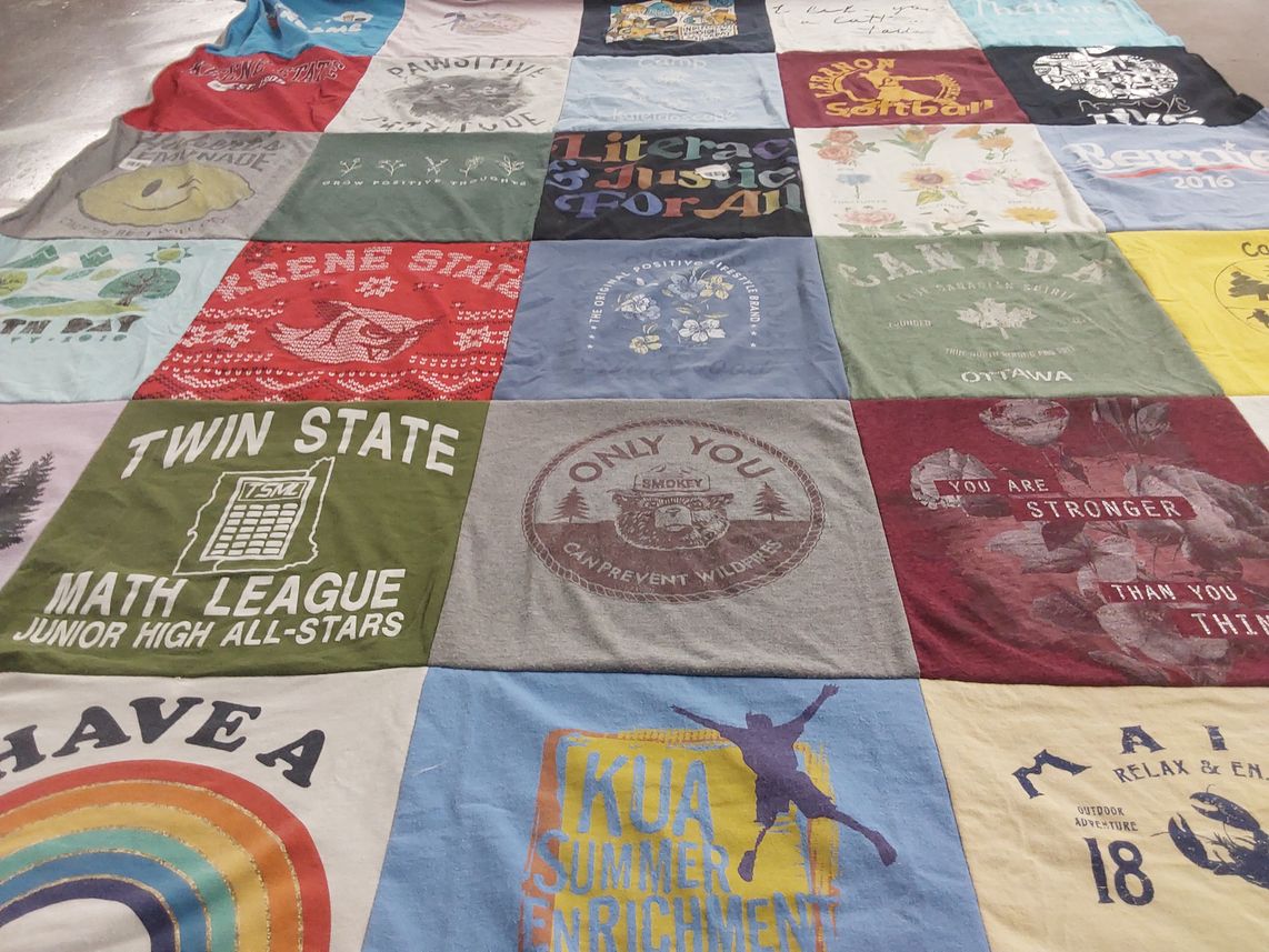 T-shirt quilt from keene state college by Alexandra from NH