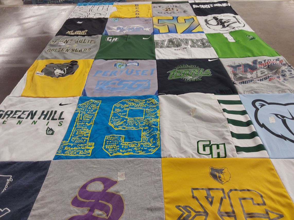 T-shirt quilt from green hill high school, st julie high school by Cindy from TN