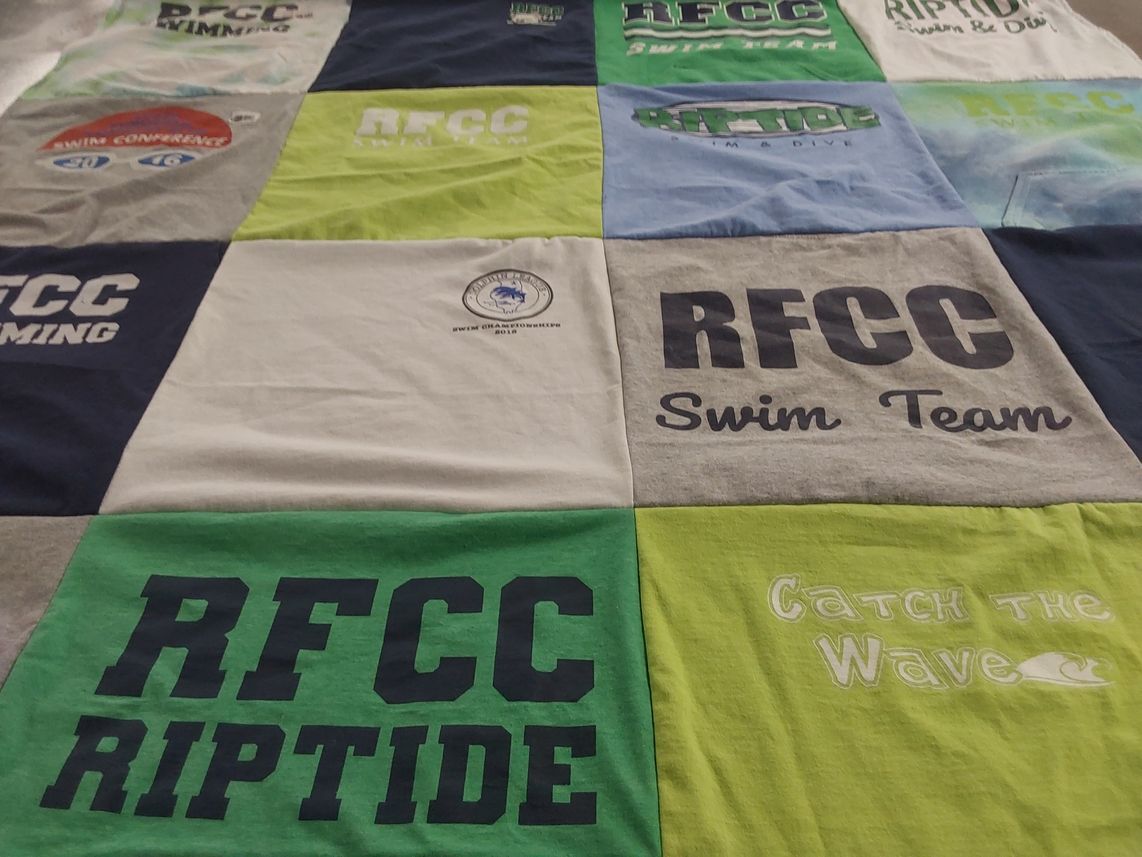 T-shirt quilt featuring rfcc swim team by Leslie from IL