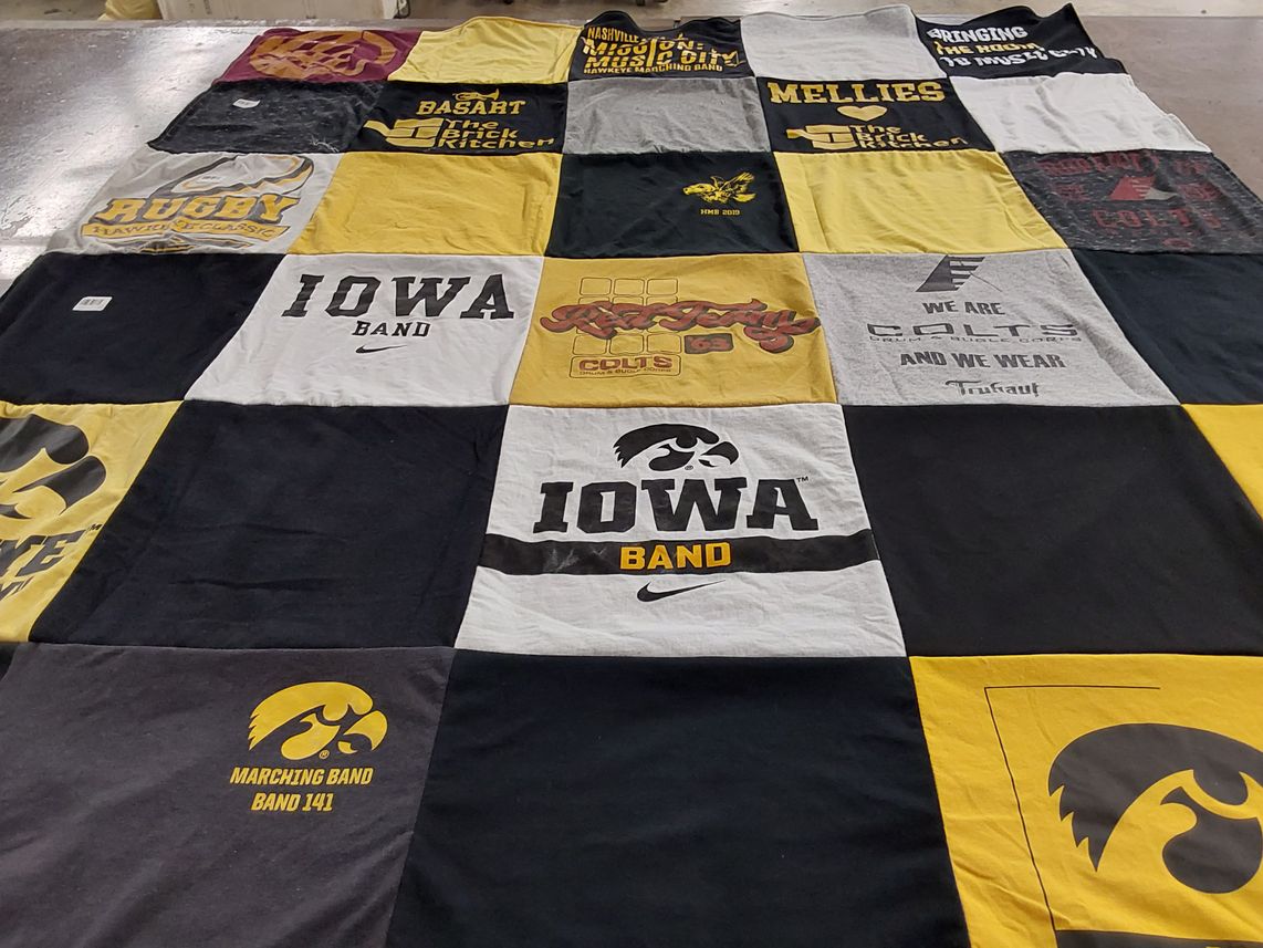 T-shirt quilt featuring iowa hawkeyes by Miranda from CA