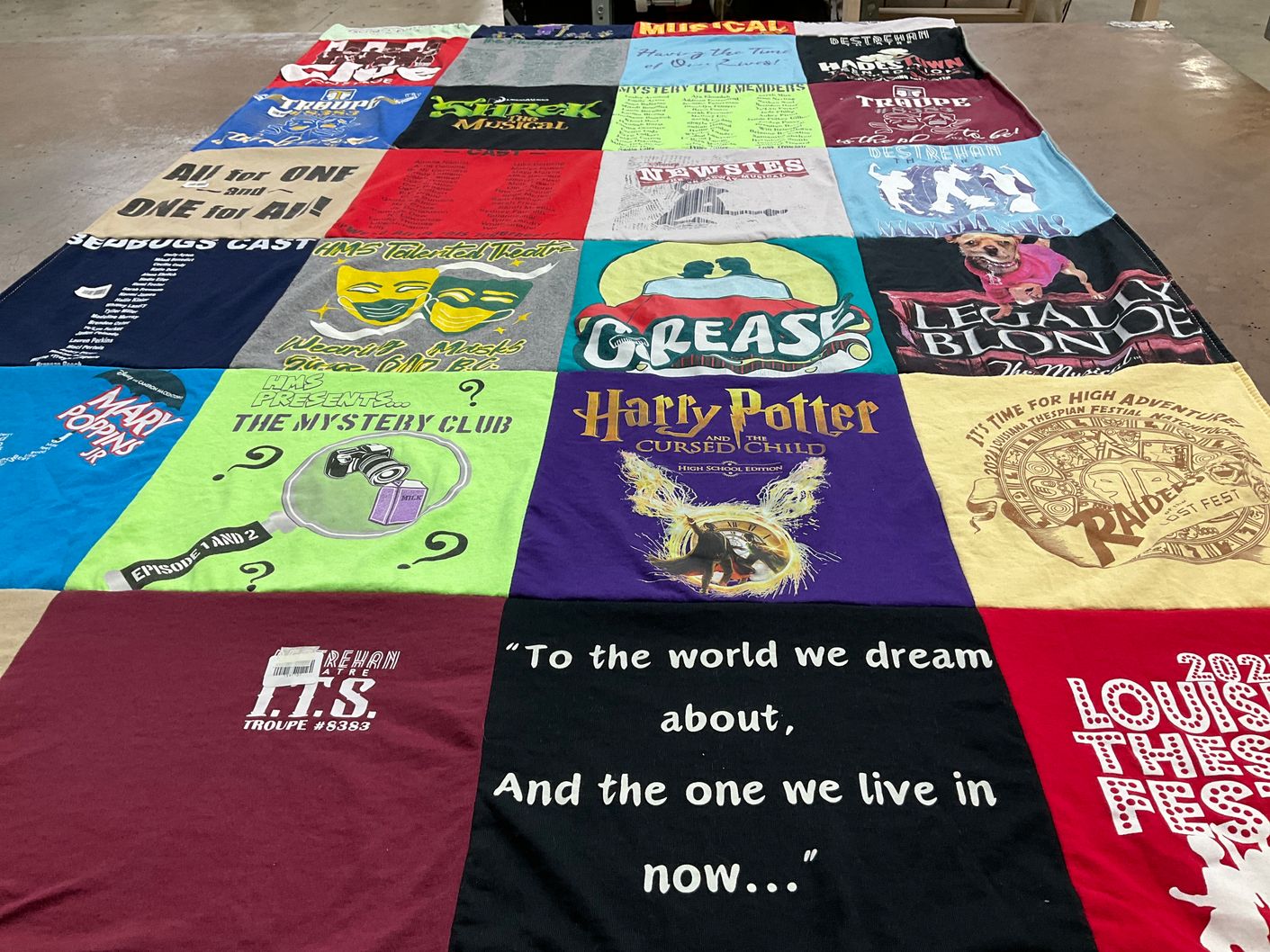 T-shirt quilt from riverside high school by Celeste from LA
