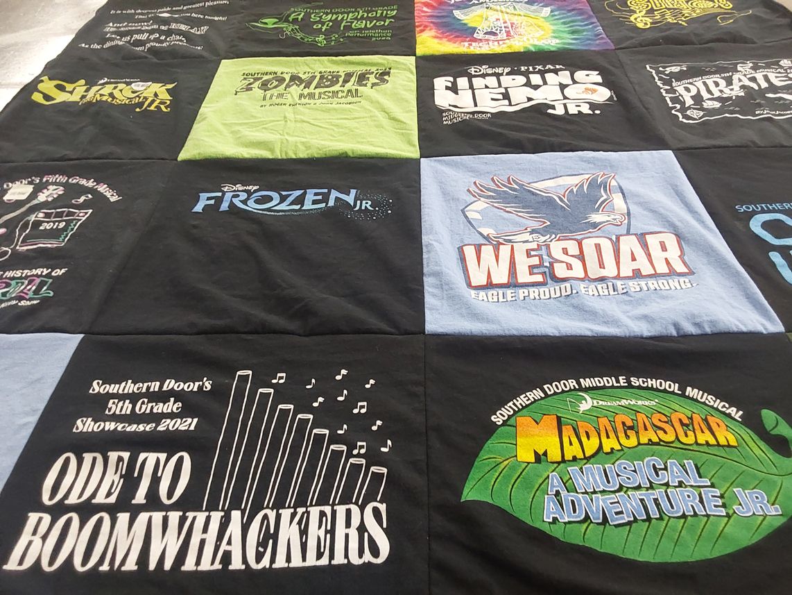 T-shirt quilt from southern door middle school by Sara from WI