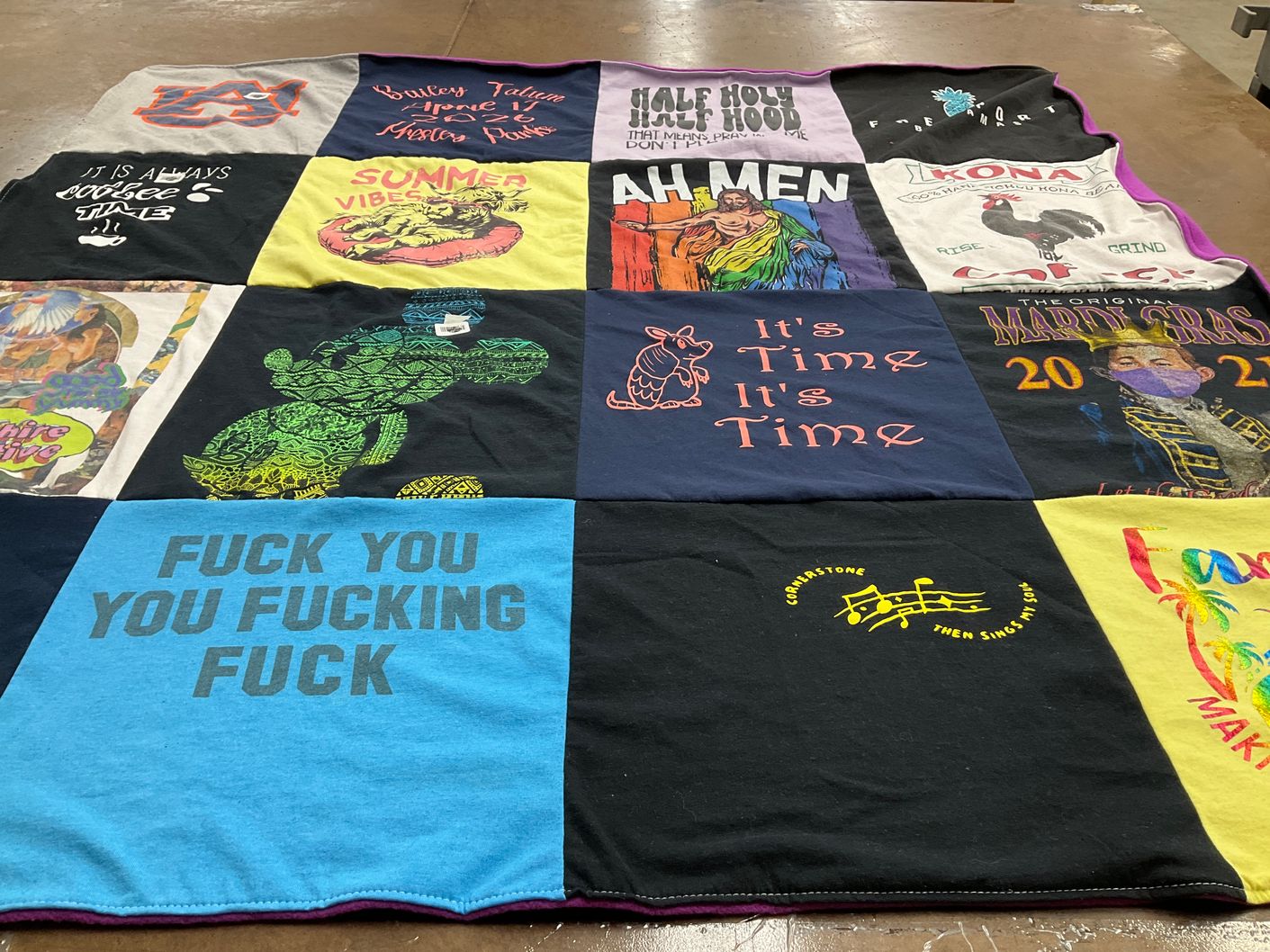 T-shirt quilt with mardi gras, summer vibes themes by Waylon from AL