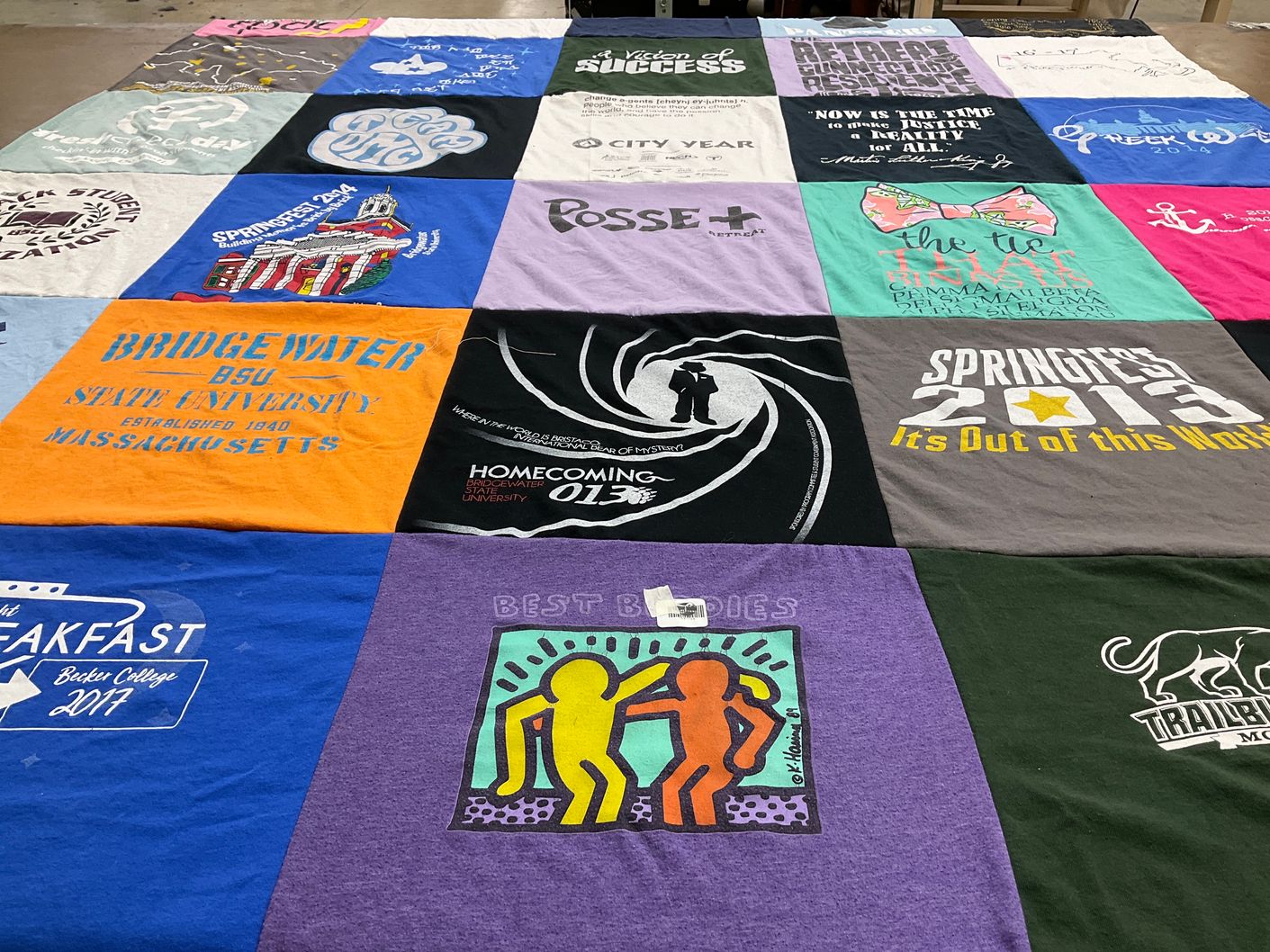 T-shirt quilt from bridgewater state university, becker college by EriKa from MA