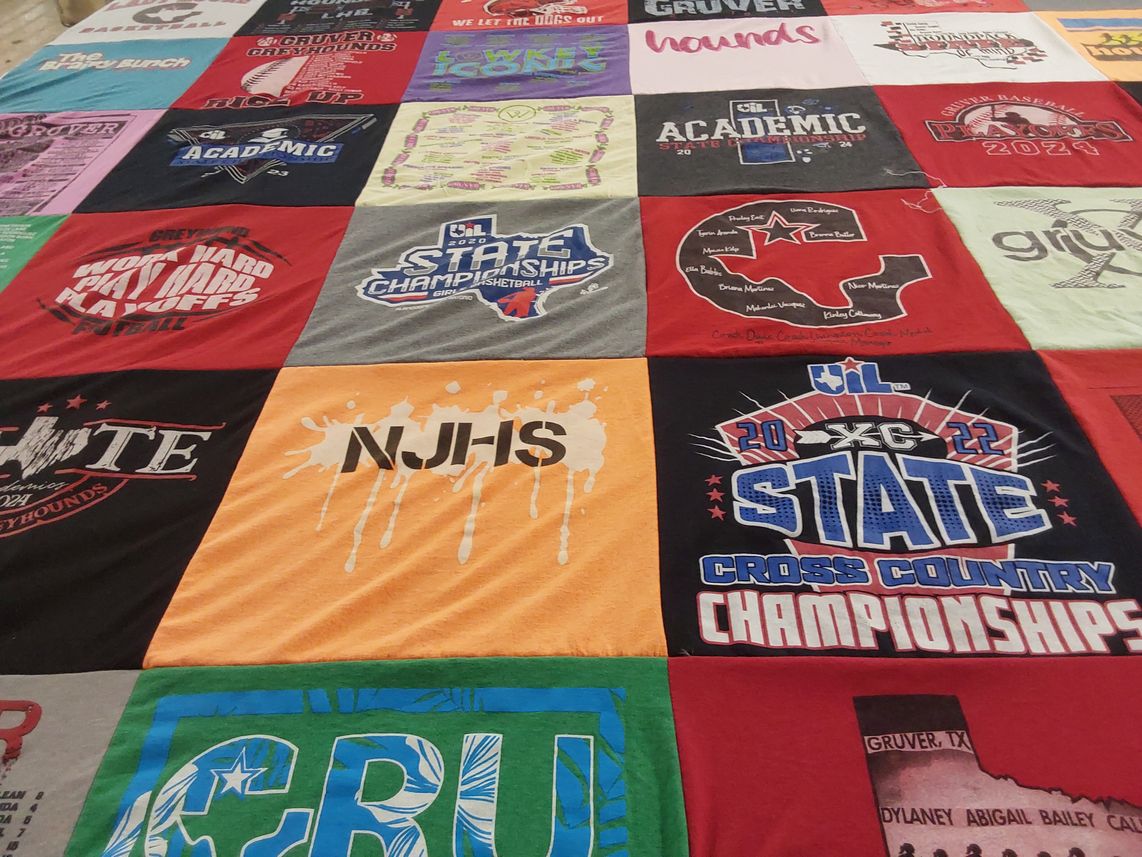 T-shirt quilt featuring gruver greyhounds by Julie from TX
