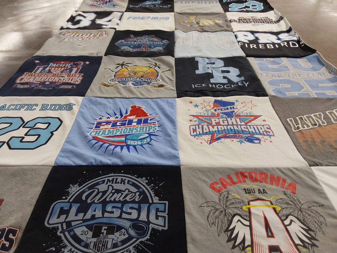 T-shirt quilt featuring pacific ridge ice hockey by Allison from CA