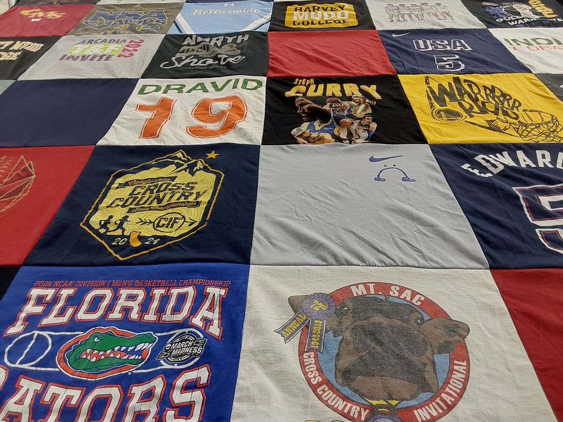 T-shirt quilt from harvey mudd college, university of florida by Anuradha from CA
