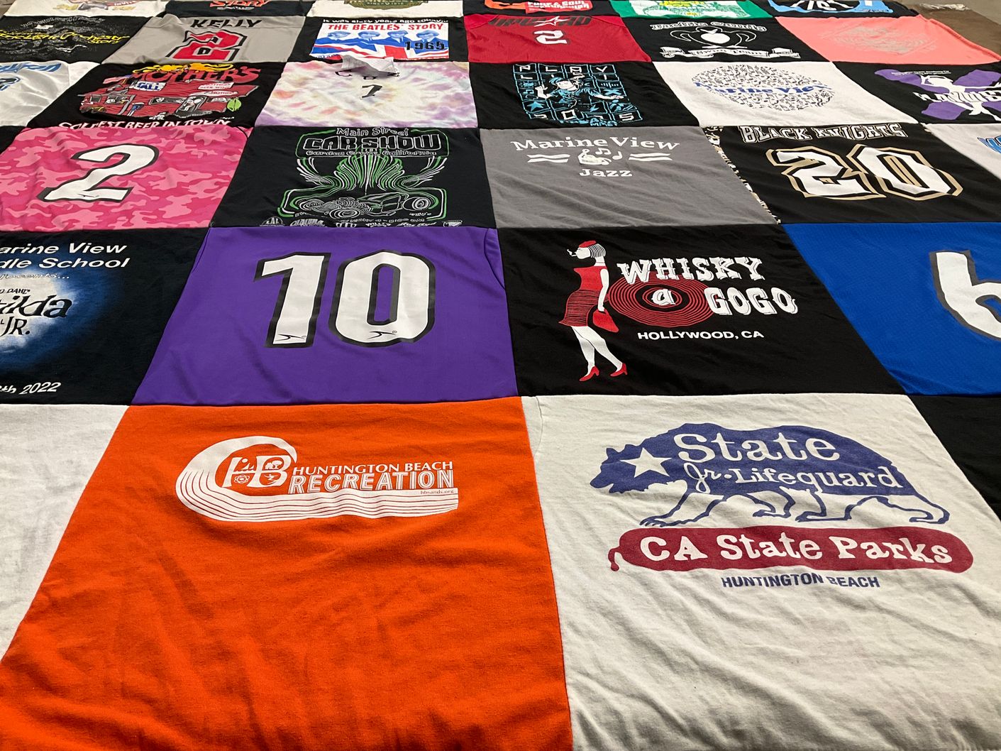 T-shirt quilt from marine view middle school by Christy from CA