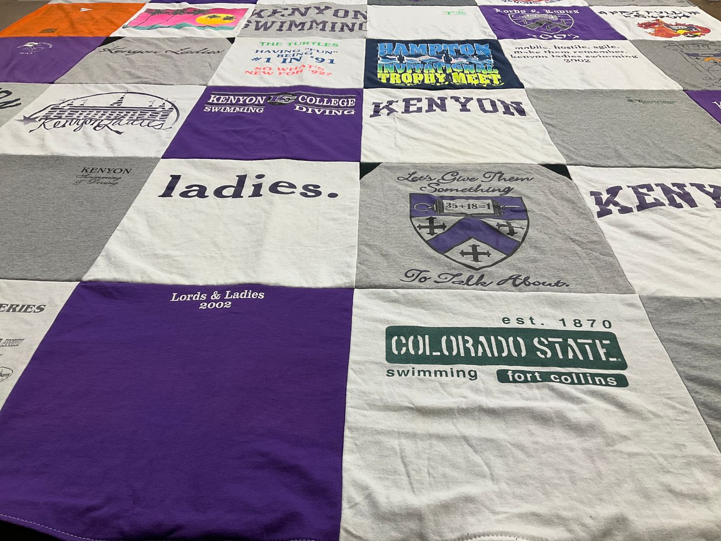T-shirt quilt from kenyon college, colorado state university by Abby from MT