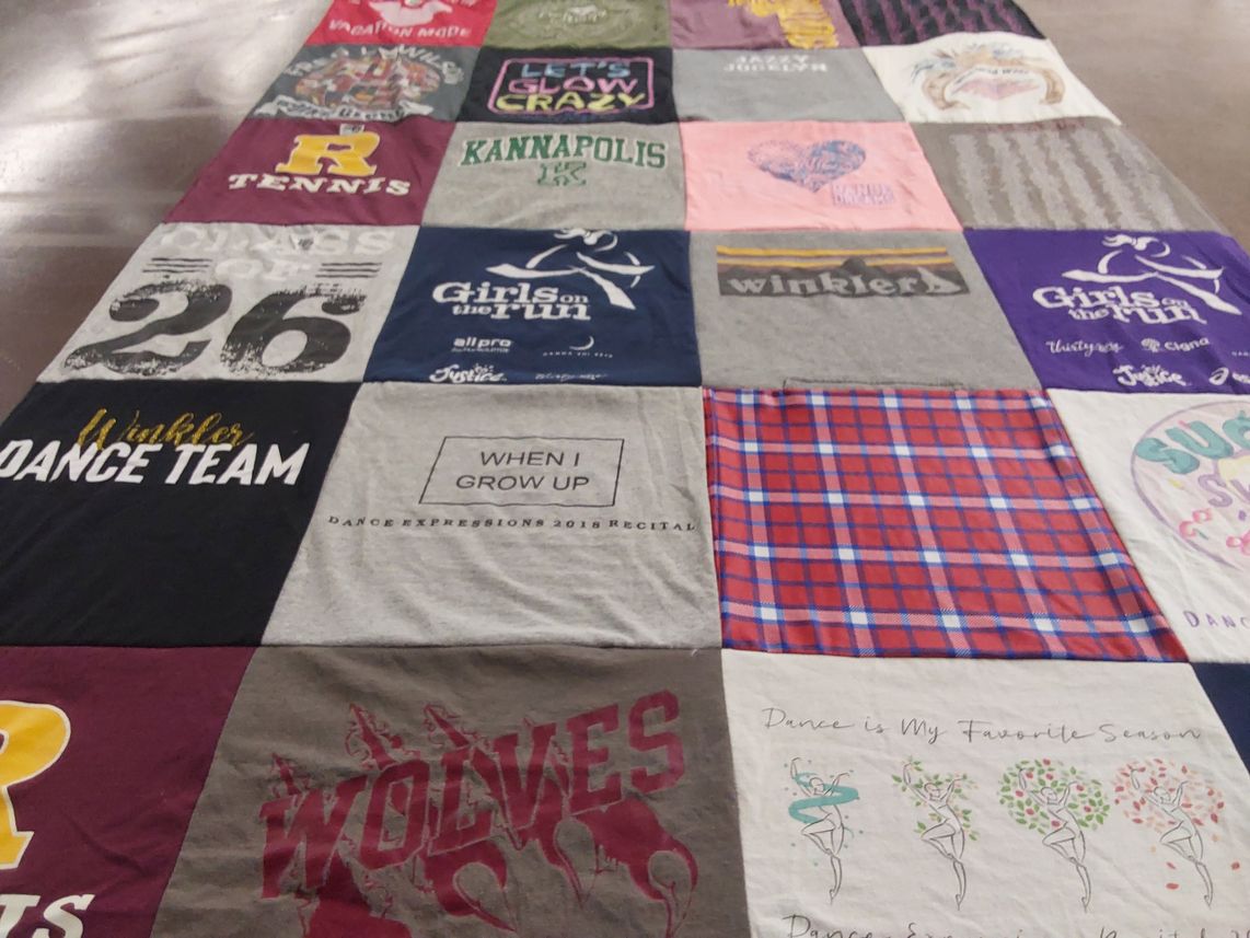 T-shirt quilt featuring kannapolis wolverines by Amy from NC