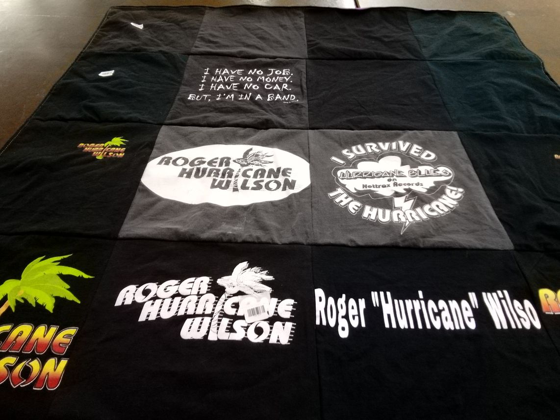 T-shirt quilt with music, hurricanes themes by Roger from GA