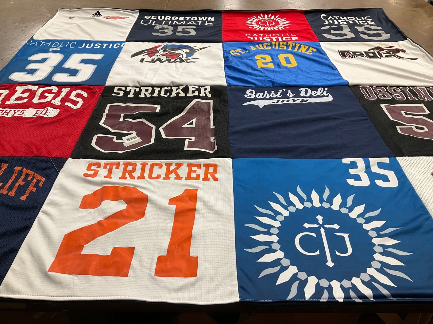 T-shirt quilt from georgetown university, st. augustine college by Nancy from NY
