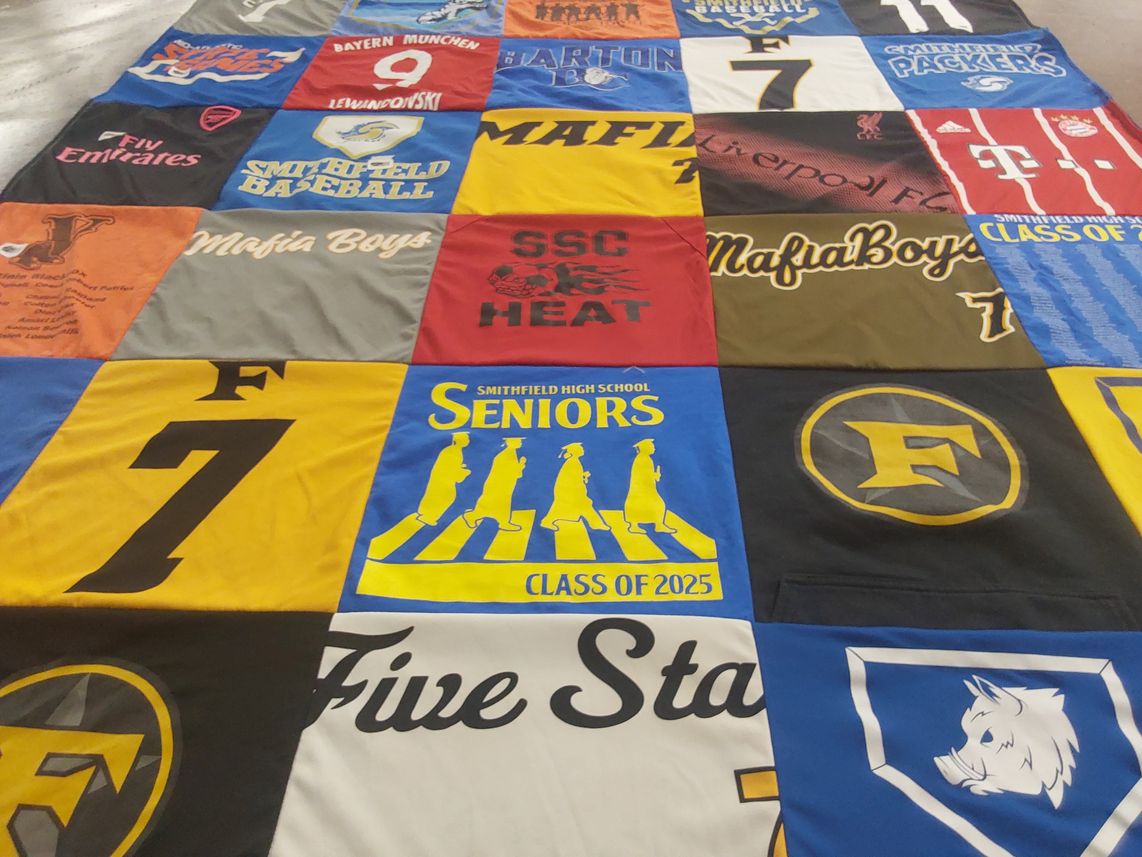 T-shirt quilt featuring bayern munchen, liverpool football club by Kelly from VA