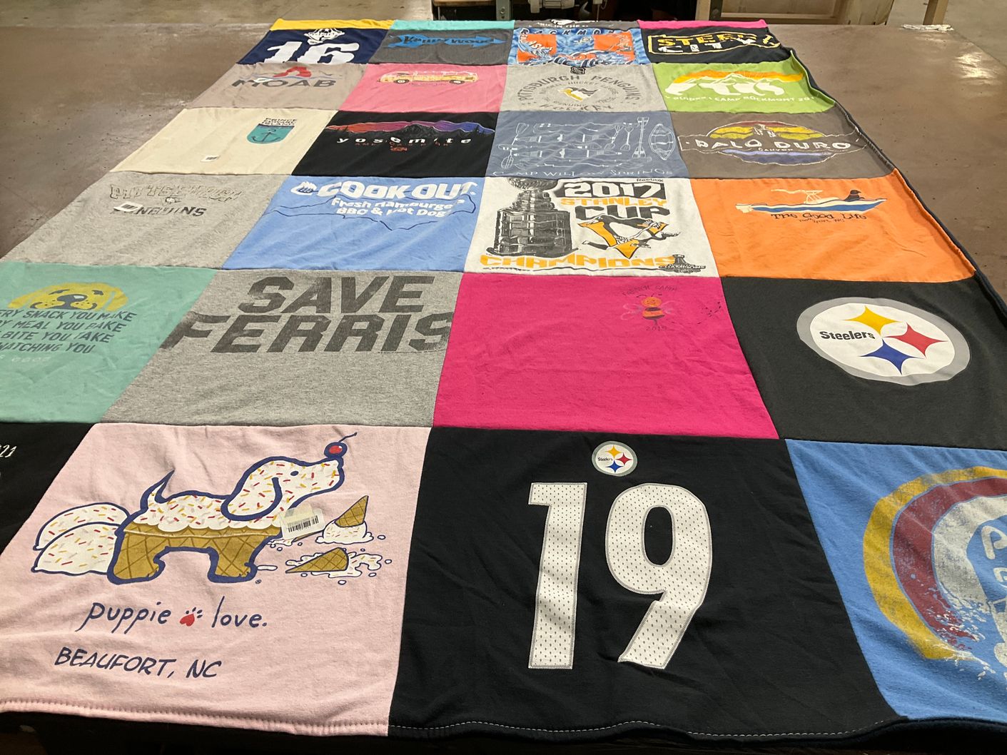 T-shirt quilt featuring pittsburgh steelers by Claire from NC