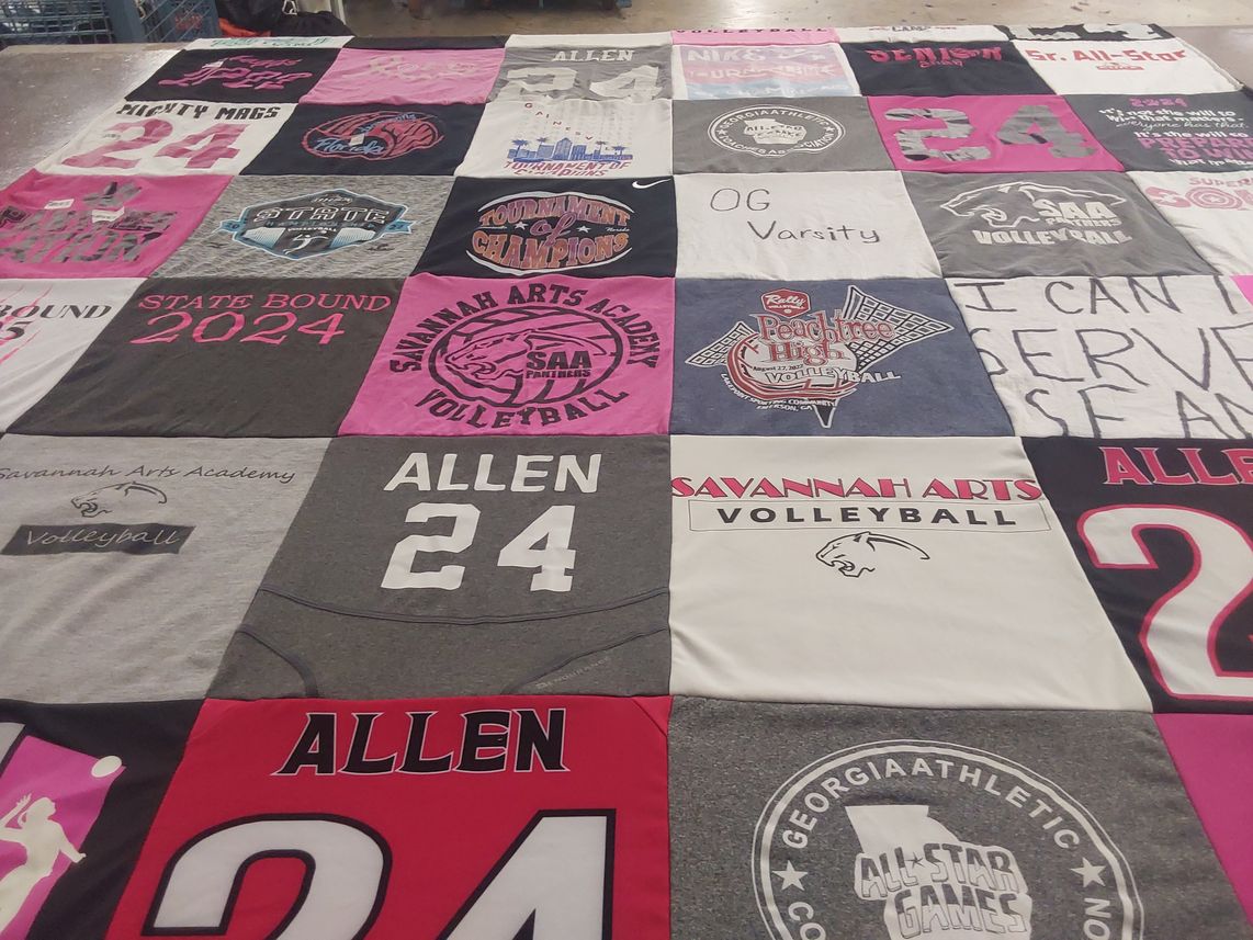 T-shirt quilt featuring savannah arts academy volleyball by Julie from GA