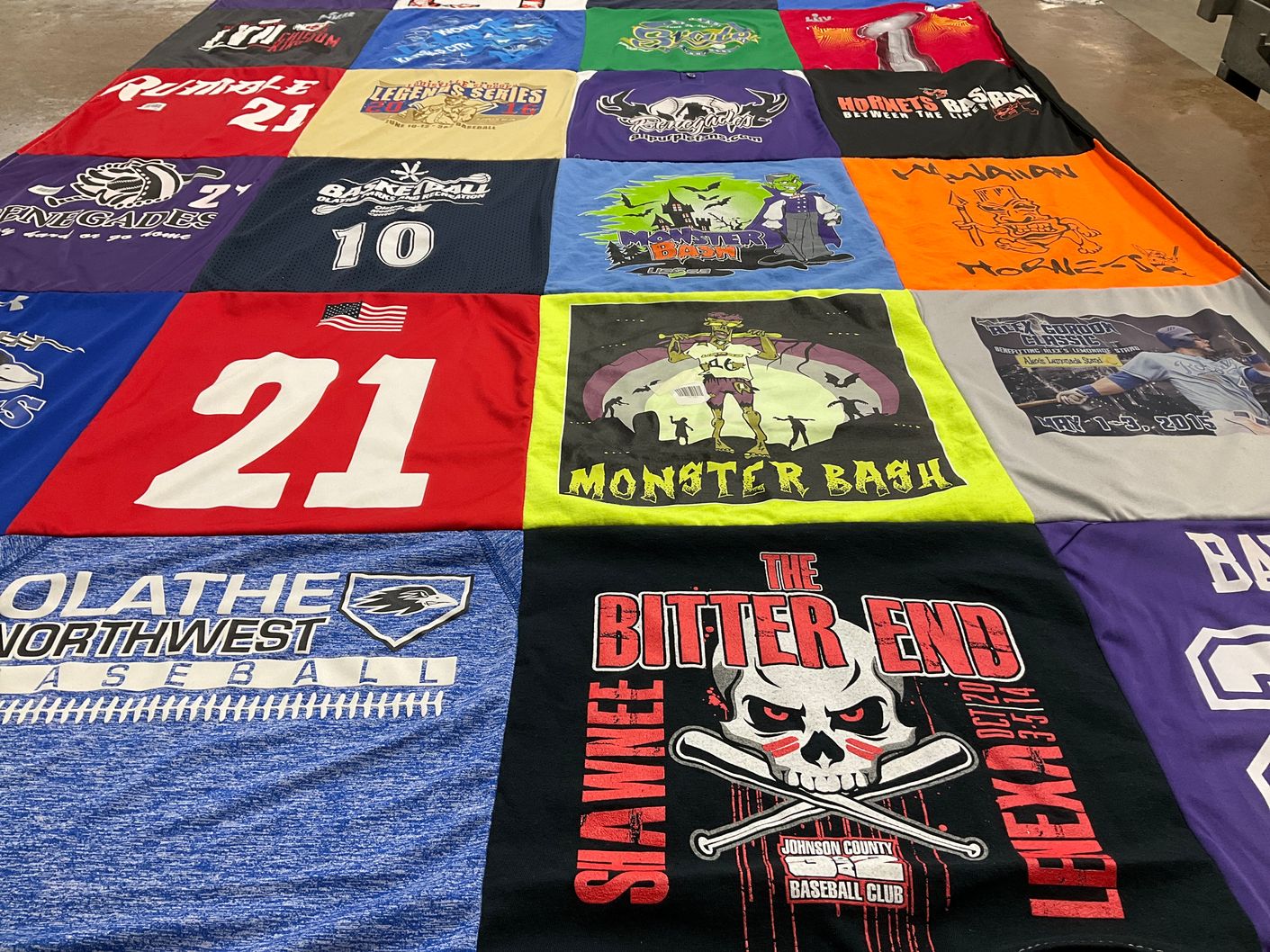 T-shirt quilt from olathe northwest high school by Kathi from KS