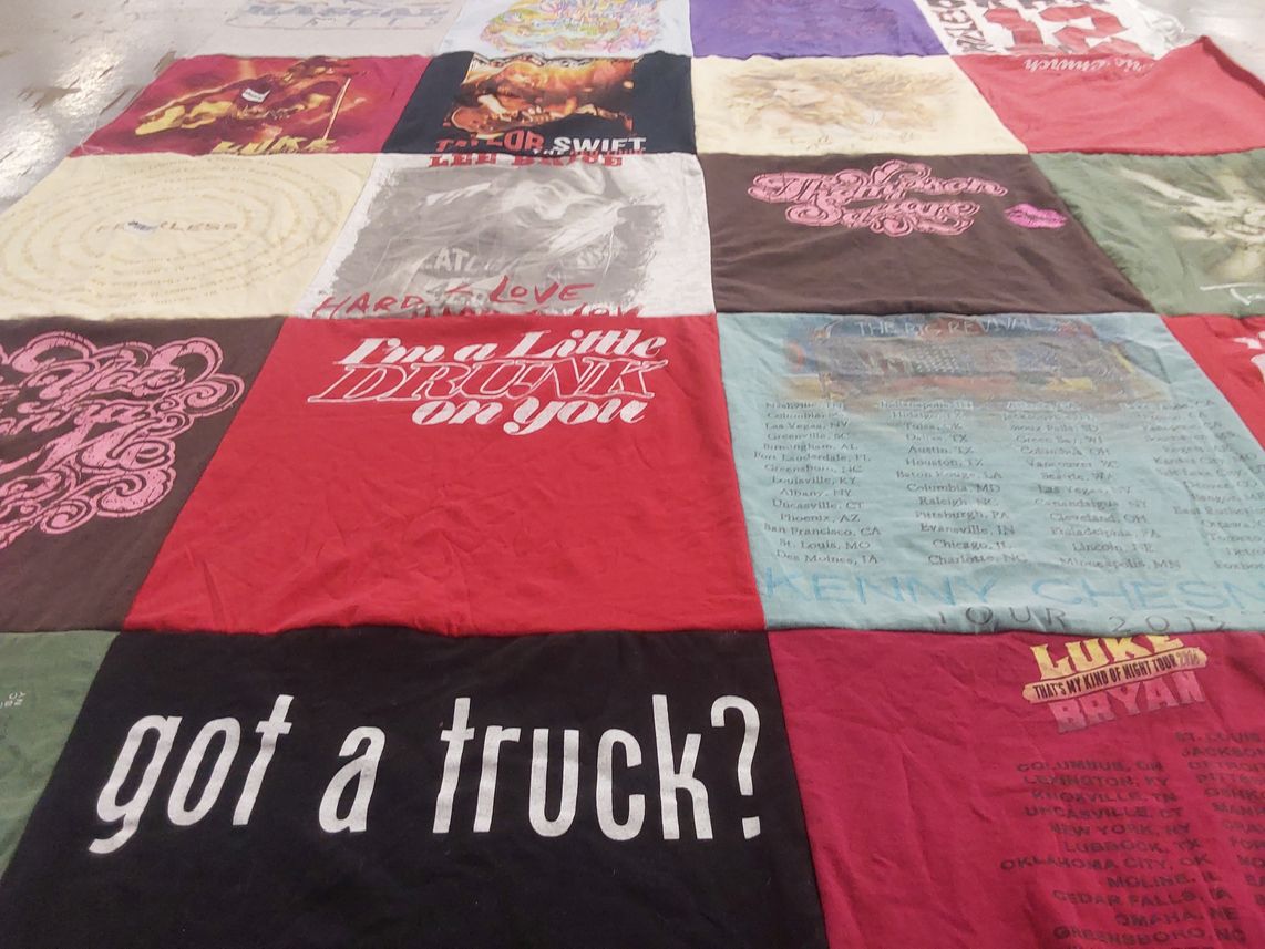 T-shirt quilt with music, country music themes by Rebecca from FL