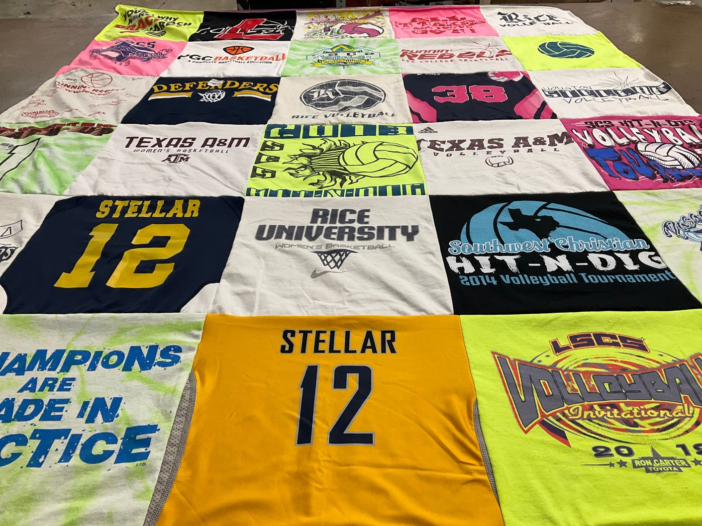 T-shirt quilt from rice university, texas a&m university by Wendy from TX
