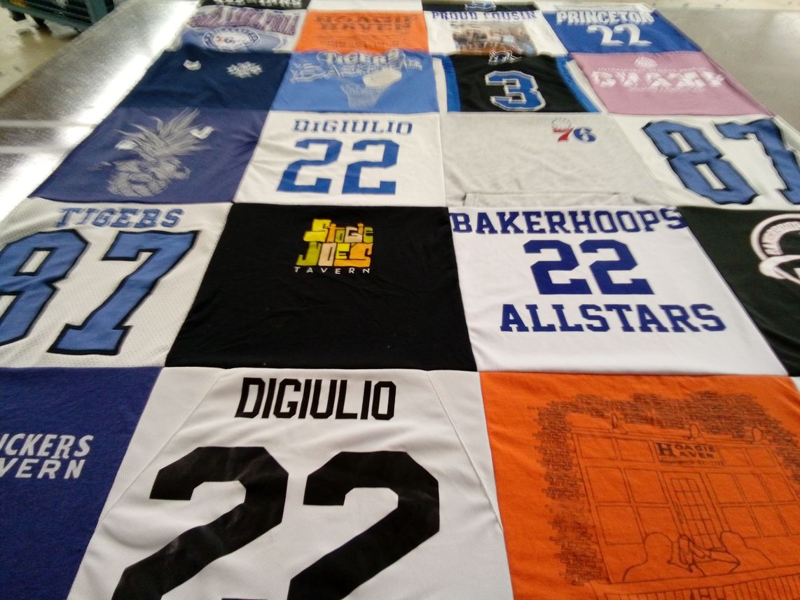 T-shirt quilt featuring bakerhoops by Marie from NJ