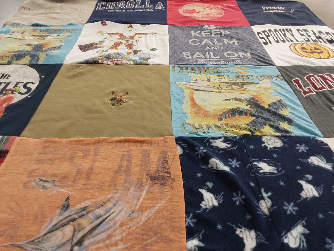T-shirt quilt with sailing, beach themes by Donald from NY