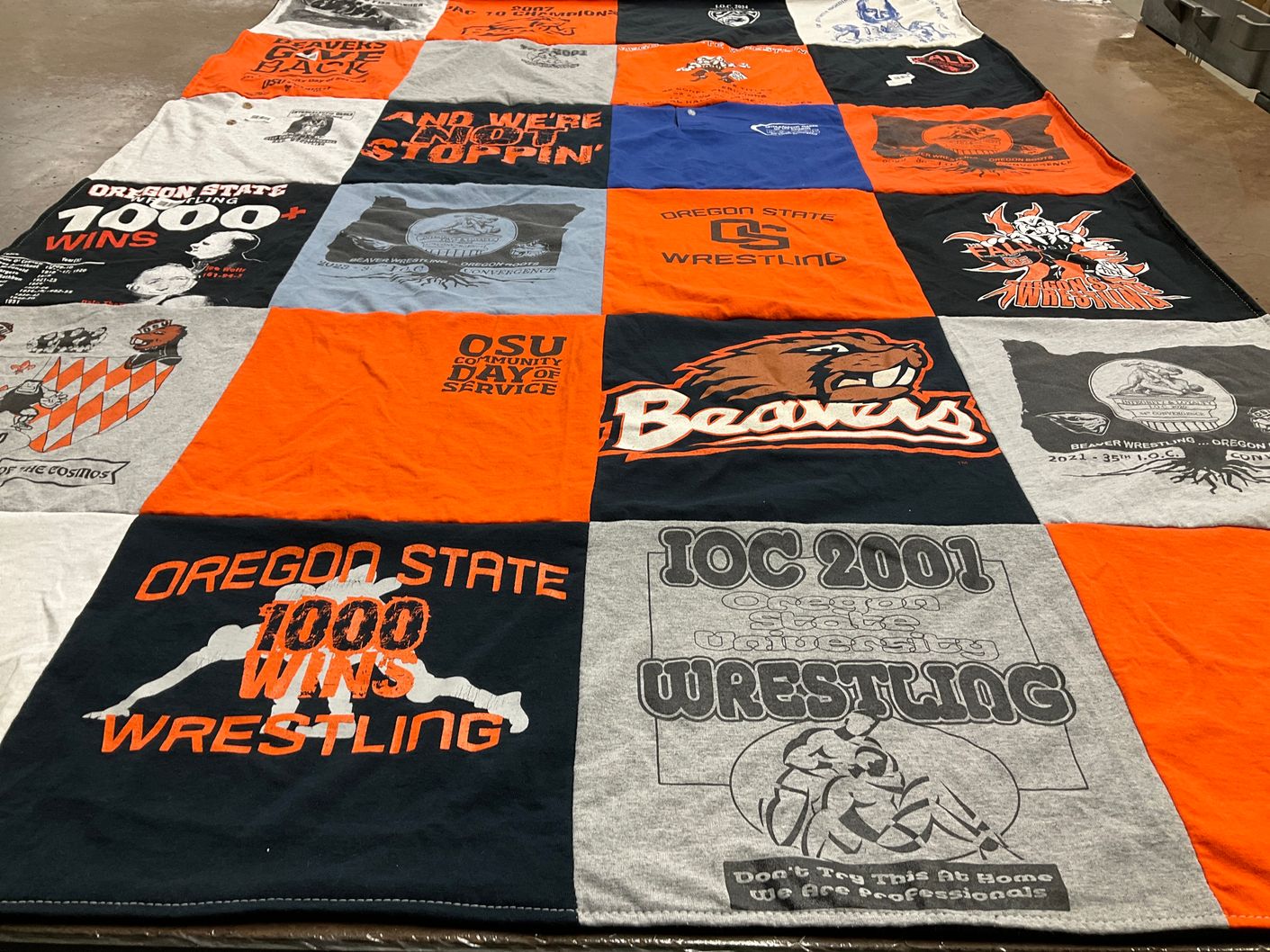 T-shirt quilt featuring oregon state wrestling by Mary from OR