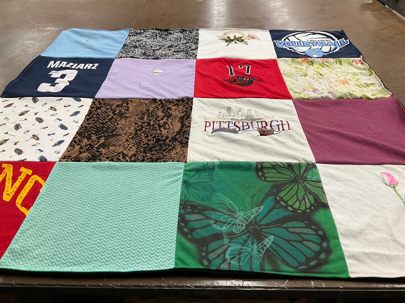 T-shirt quilt with sports, volleyball themes by kelly from PA