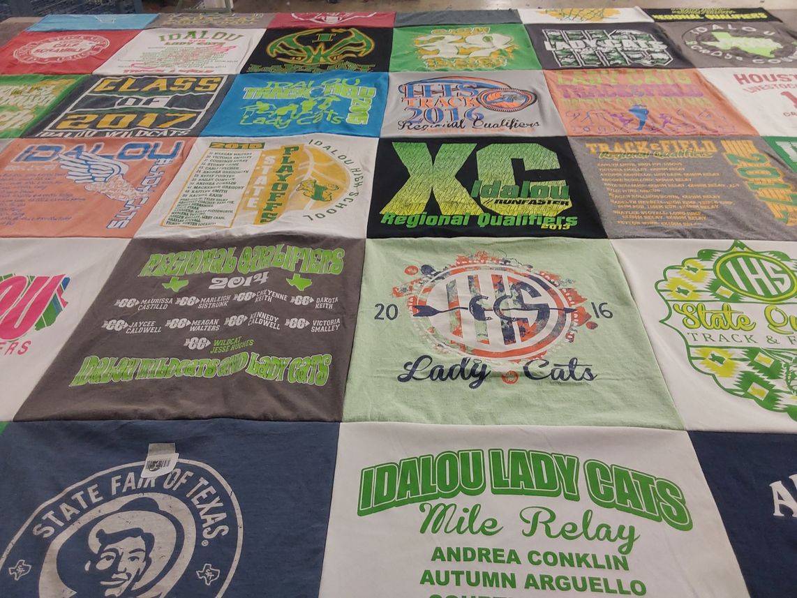 T-shirt quilt featuring idalou lady cats by Ronna from TX