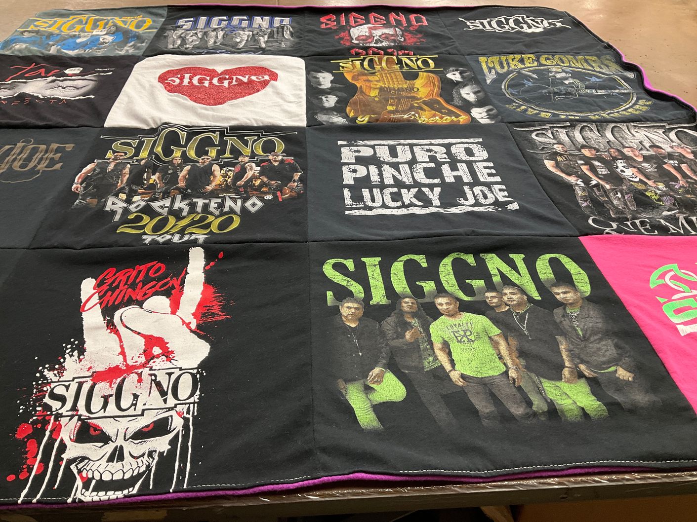 T-shirt quilt with music, rock themes by Kristina from TX