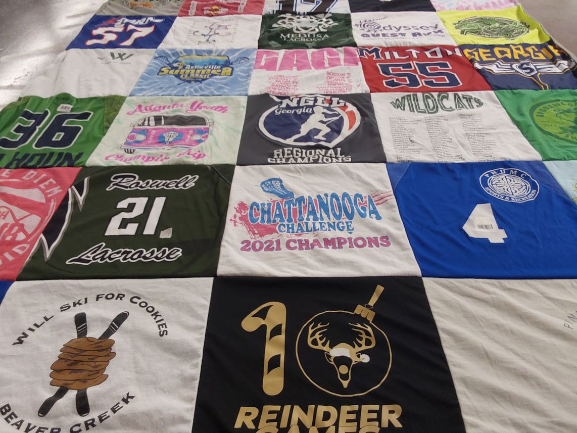 T-shirt quilt featuring milton wildcats, roswell lacrosse by Kathryn from GA