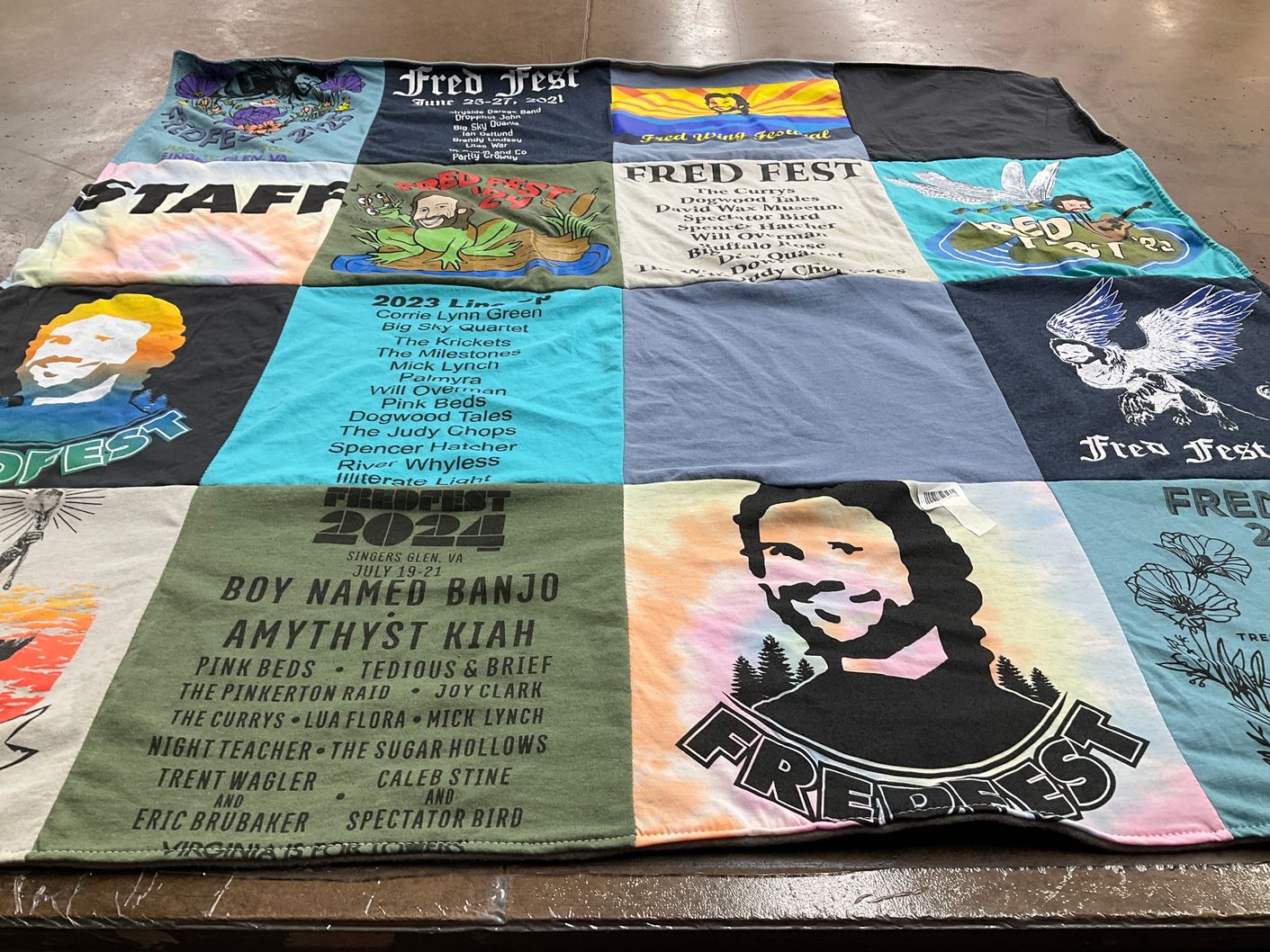 T-shirt quilt with music, festivals themes by Barbara from VA