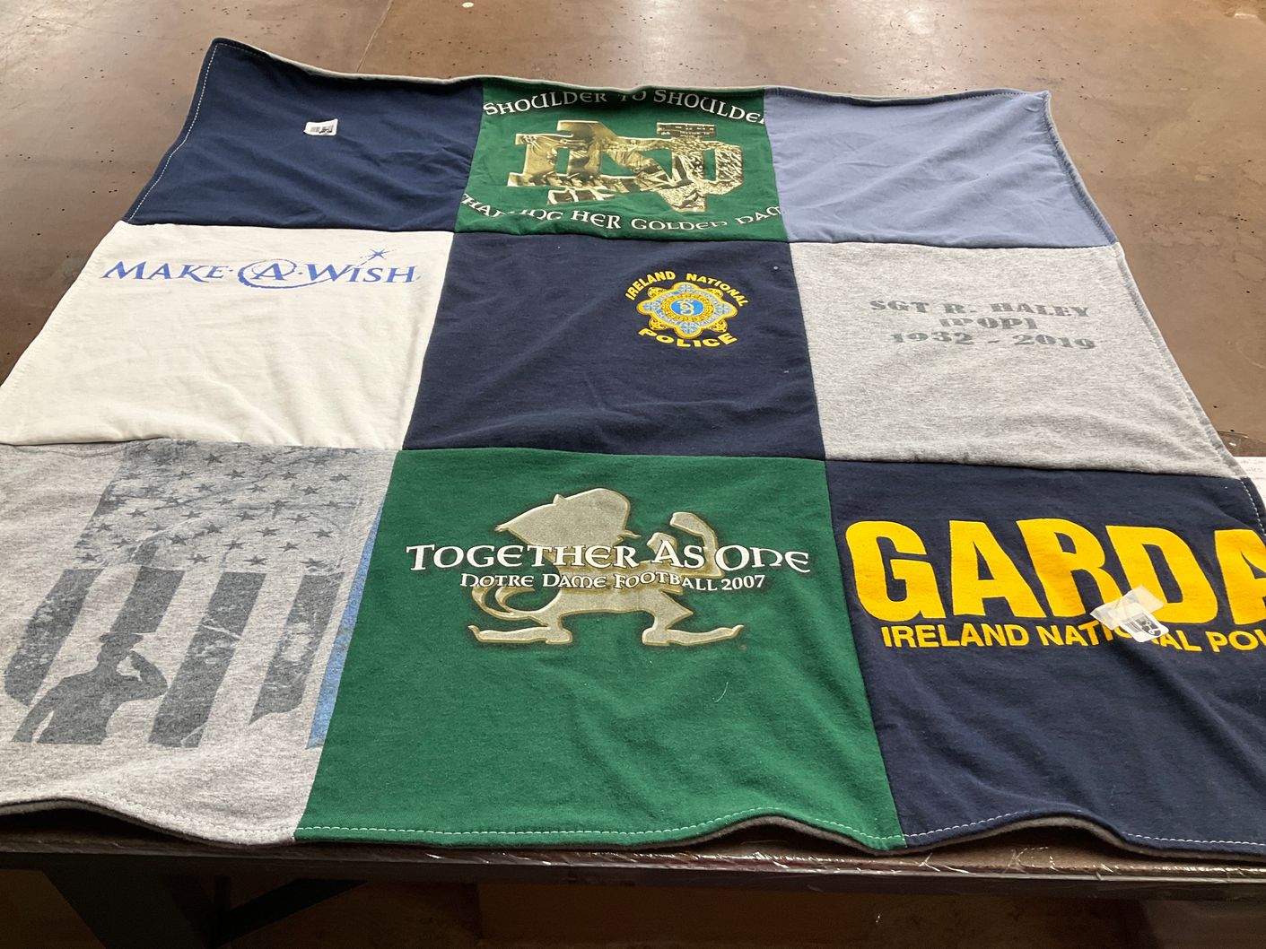 T-shirt quilt from notre dame college by Evelyn from NC