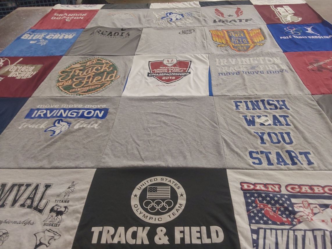 T-shirt quilt from irvington high school by Alfred from CA