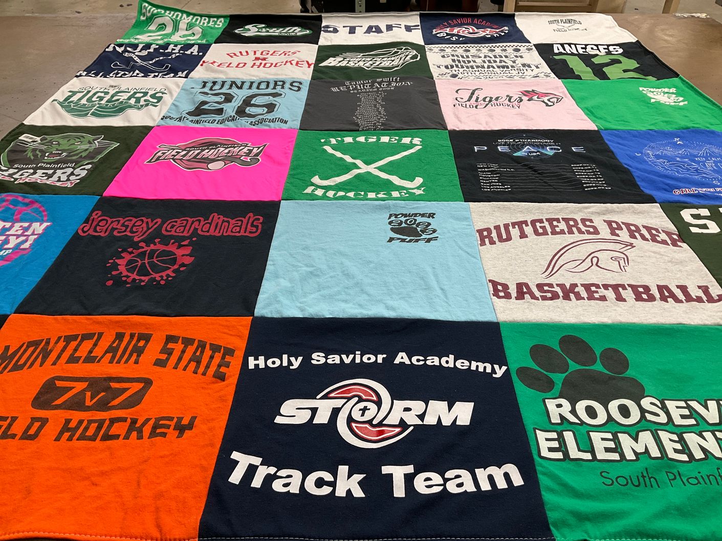 T-shirt quilt featuring south plainfield tigers, jersey cardinals by Annemarie from NJ