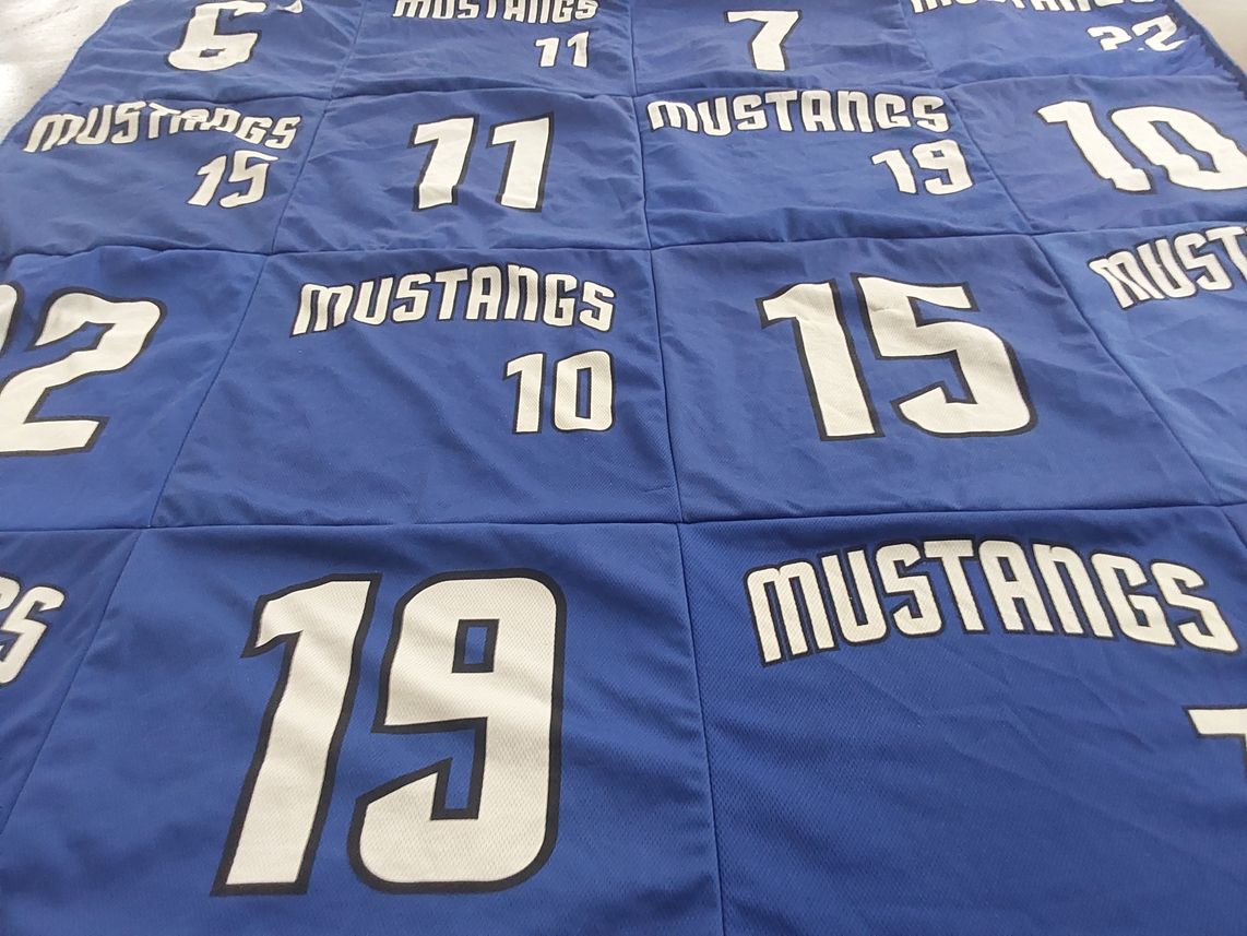 T-shirt quilt featuring mustangs by Heather from NJ