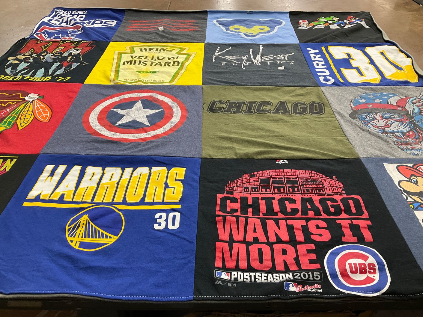 T-shirt quilt featuring golden state warriors, chicago cubs by Maureen from IL