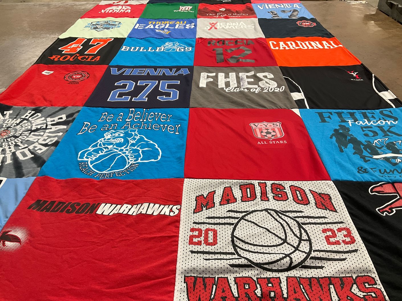 T-shirt quilt featuring warhawks, bulldogs by Alison from VA