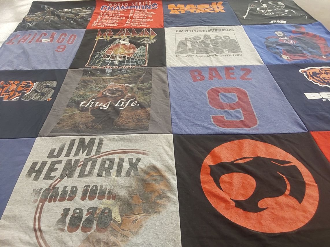 T-shirt quilt featuring chicago cubs, chicago bears by Sharlene from IL