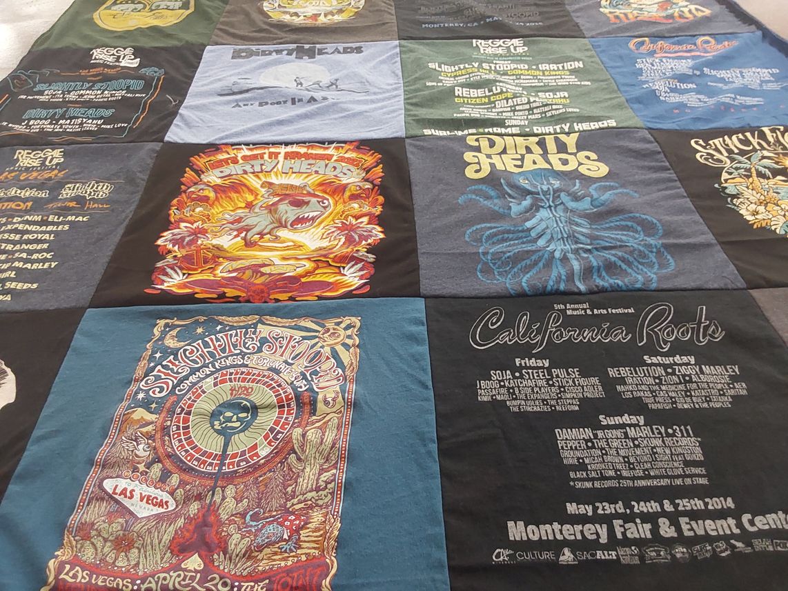 T-shirt quilt with music, festivals themes by Andrew from NV