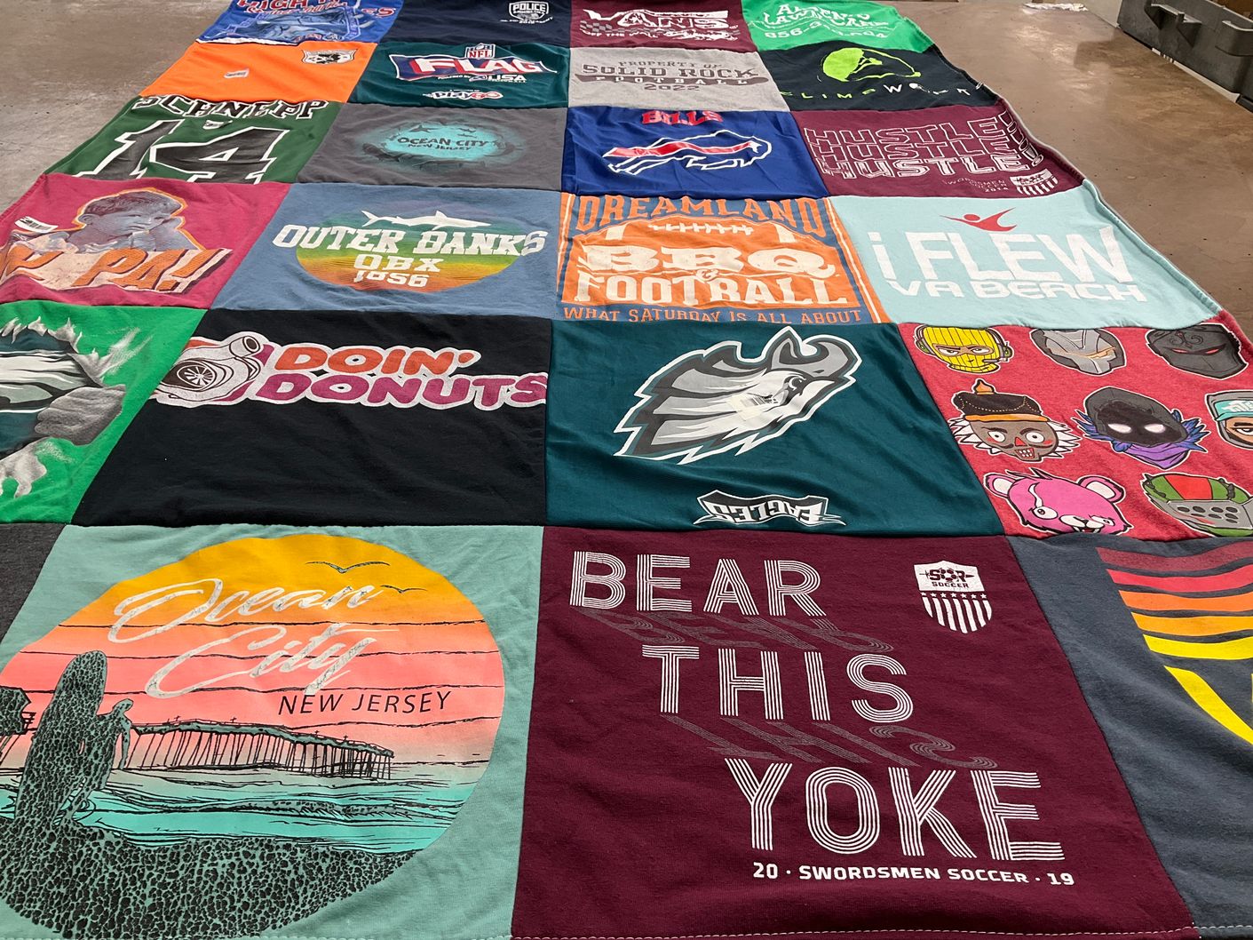 T-shirt quilt with beach, food themes by Dawn from NJ