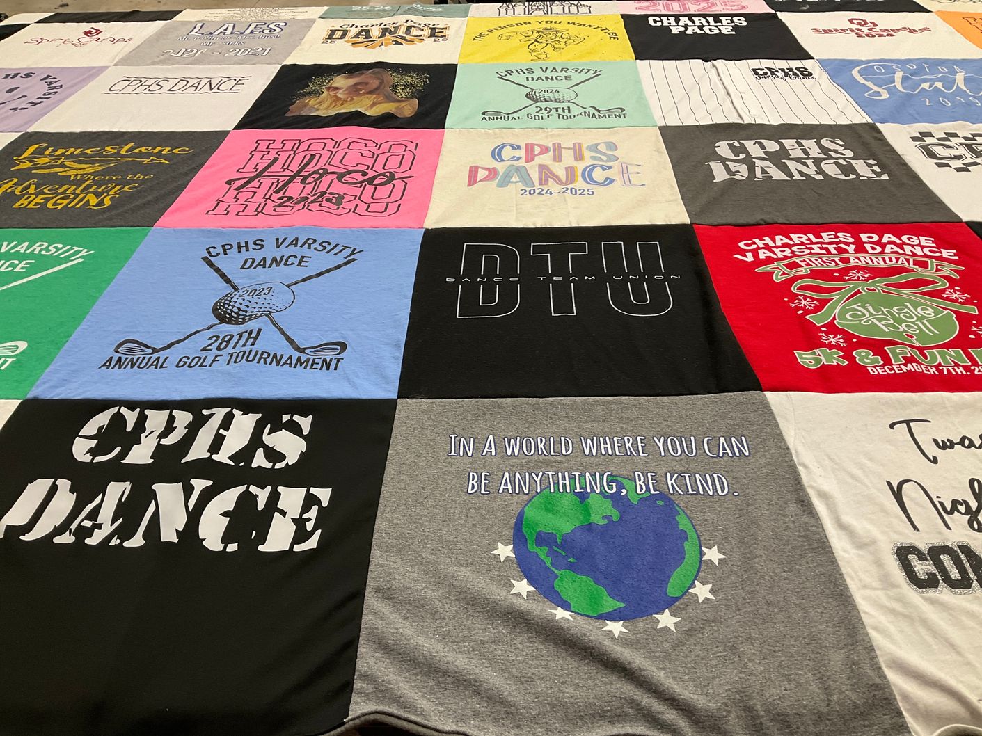 T-shirt quilt featuring charles page high school varsity dance team by Stephanie from OK