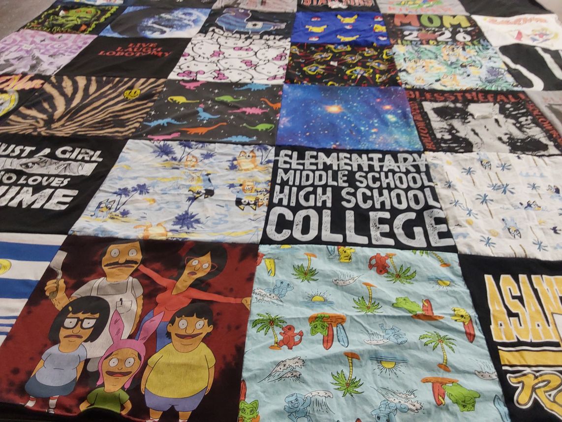 T-shirt quilt from elementary school, middle school by Daytona from AZ
