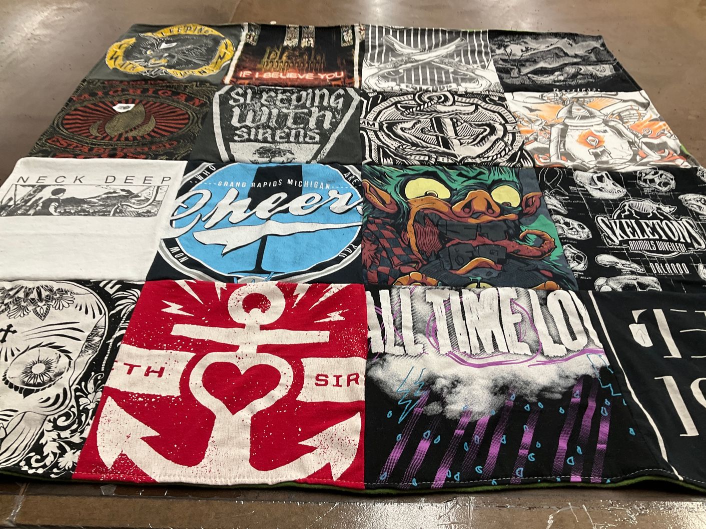 T-shirt quilt with music, bands themes by Brenda from FL