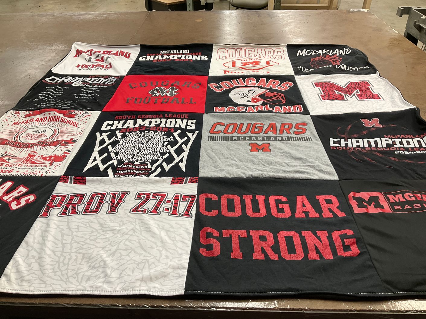 T-shirt quilt featuring mcfarland cougars, mcfarland football by Pilar from CA