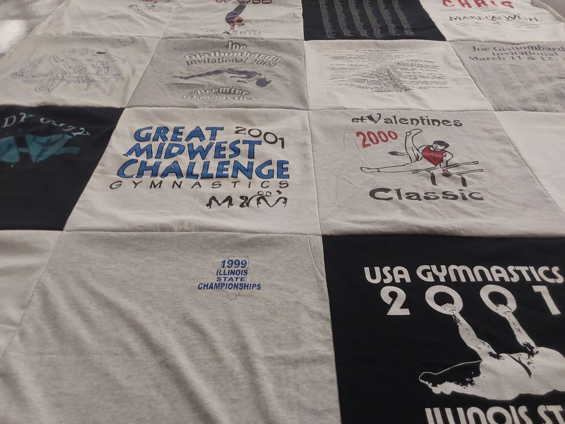 T-shirt quilt with gymnastics themes by linnette from TN