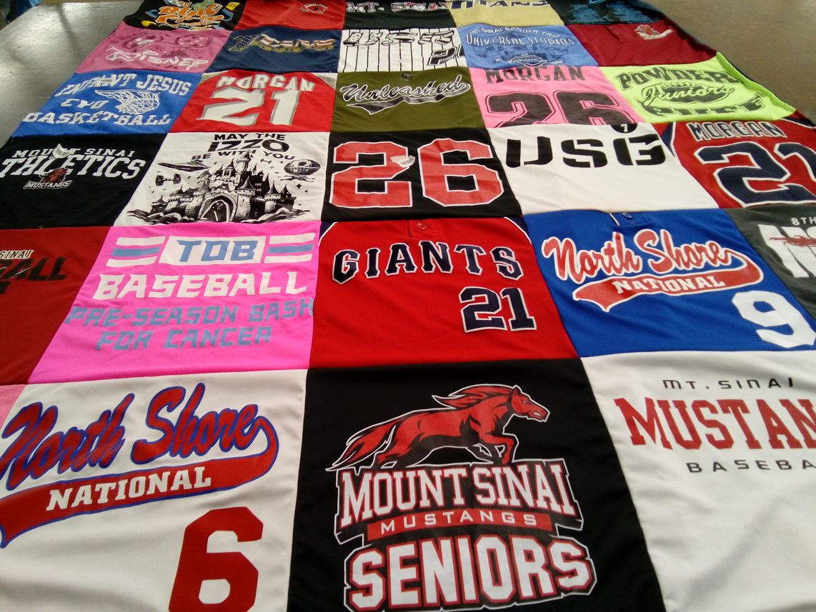 T-shirt quilt featuring mount sinai mustangs, north shore giants by Jackie from NY