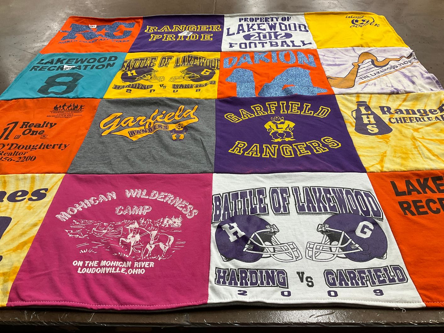 T-shirt quilt featuring garfield rangers, harding high school football by Katrina from OH