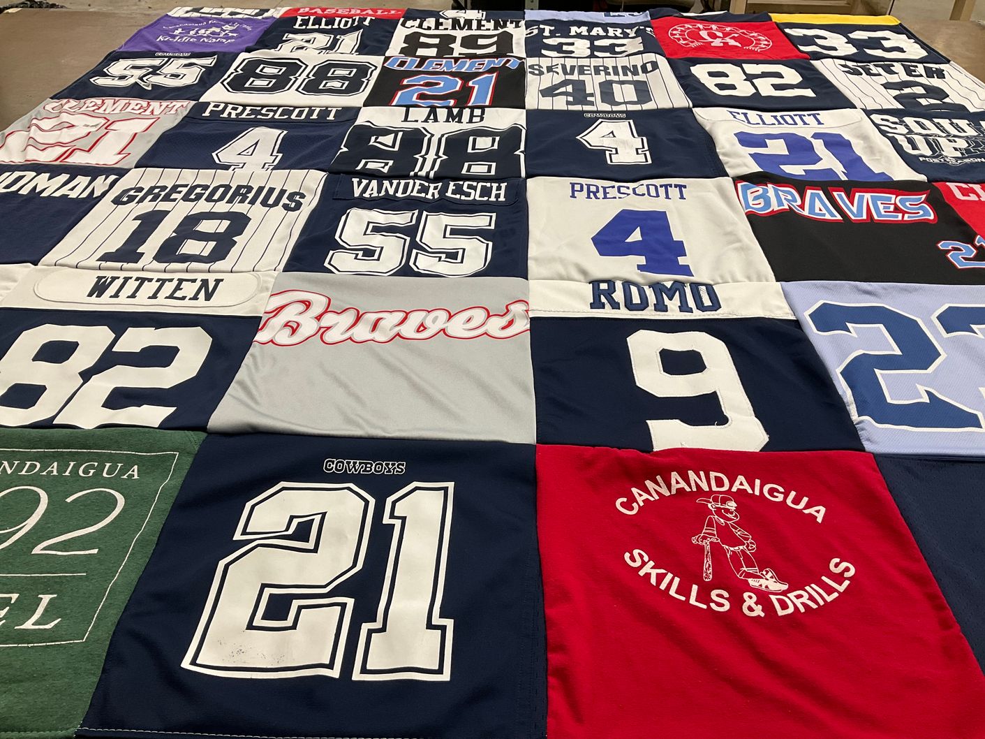 T-shirt quilt featuring braves, cowboys by Danielle from NY