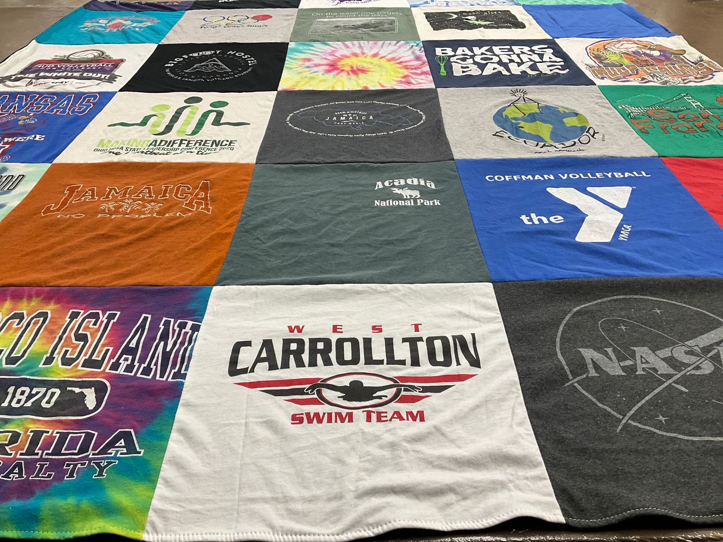 T-shirt quilt featuring carrollton swim team by Trinity from OH