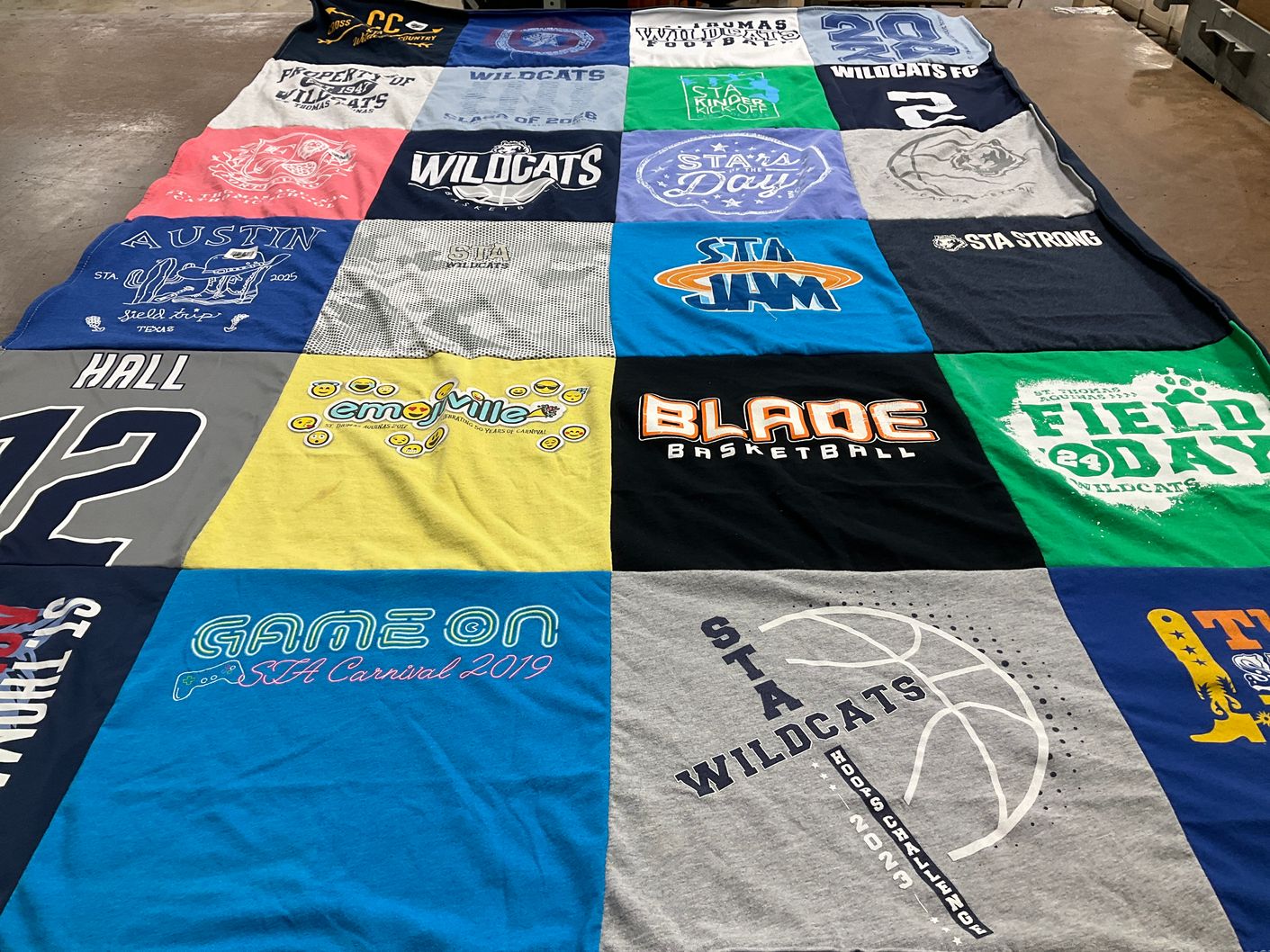 T-shirt quilt featuring wildcats by Carolyn from TX